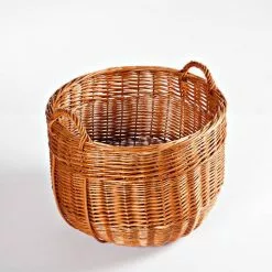 Cesto Tondo Alto Vimini Rosso Con Maniglie