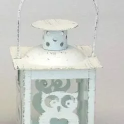 Lanternina Gufetto Metallo Bianco