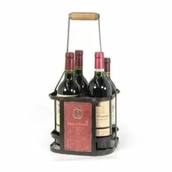 Porta Bottiglie Ferro Nero 4 Posti