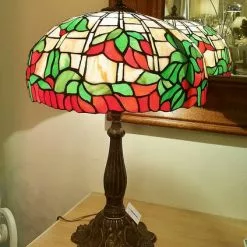 Lampada Tiffany Fiore Rosso-verde H 60