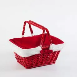 Cesto Rosso Rettangolare Pelo Bianco