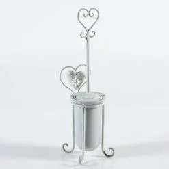 Porta Spazzolino Da Bagno Ferro Bianco Shabby Con Cuore