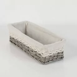 Cesto Rettangolare Lungo Vimini Grigio Pizzo