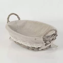 Cesto Ovale Vimini Grigio Pizzo