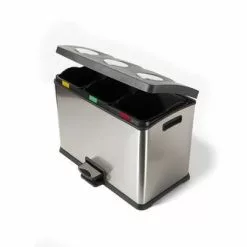 Pattumiera Acciaio Inox 3 Contenitori Con Pedale