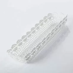 Cestino Uncinetto Bianco Rettangolare Lungo