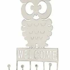 Attaccapanni Gufo Bianco Ferro 4 Ganci A Muro