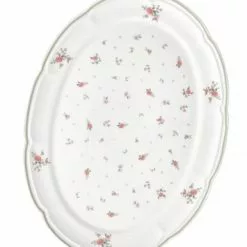 Vassoio Portata Ovale Fiori Nonna Rosa Porcellana