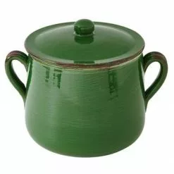 Marmitta Tegame Terracotta Verde Da Fuoco Con Coperchio