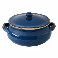 Umidiera Tegame Terracotta Blu Da Fuoco Con Coperchio