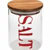 Barattolo Vetro Tappo Legno Scritta Rossa Salt -Vendite Cucina e tavola 53768 BARATTOLO SALT VETRO CON TAPPO ERMETICO IN ACACIA thumbnail 500x500 70