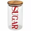 Barattolo Vetro Tappo Legno Scritta Rossa Sugar -Vendite Cucina e tavola 53769 BARATTOLO SUGAR VETRO CON TAPPO ERMETICO IN ACACIA thumbnail 500x500 70