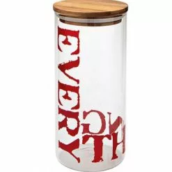 Barattolo Vetro Tappo Legno Scritta Rossa Everithing