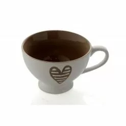 Tazza Colazione Batticuore Con Manico Bianca Marrone