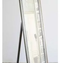 Specchio Barocco Legno Argento Con Piede Da Terra 45x180