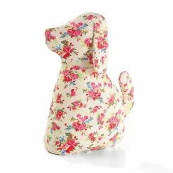 Fermaporta Cane Fiori Rosa