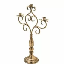 Candeliere 3 Fiamme Metallo Oro Antico