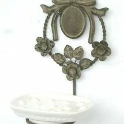 Porta Sapone Da Muro Foglia Ferro Grigio