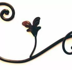 Attaccapanni Foglia A Muro 2 Ganci Ferro Battuto Forgiato Nero