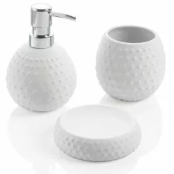 Accessori Bagno 3pz Dotty Ceramica Bianca