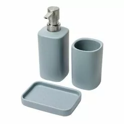 Accessori Bagno Modern 3pz Ceramica Azzurro Avio