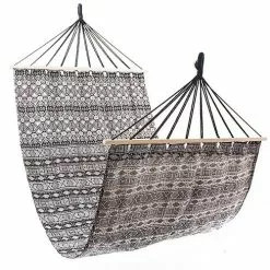 Amaca Tessuto Geometrie Bianco Nero Con Bastone