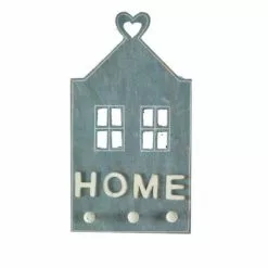 Appendiabiti Casetta Legno Azzurra Home 3 Ganci A Parete