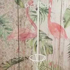 Appendiabiti Da Terra Ferro Bianco Con Porta Ombrelli