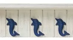 Appendiabiti Delfini Blu Mensola Legno Bianco 5 Ganci A Parete