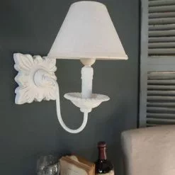 Applique Legno Bianco Base Quadrata Intarsiata 32h