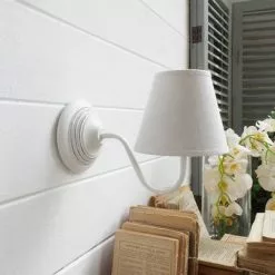 Applique Legno Bianco Rosone Tondo Con Paralume