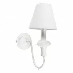 Applique Metallo Bianco Con Paralume Tessuto