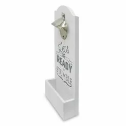 Apribottiglie Con Contenitore Tappi Legno Bianco Da Parete