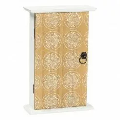 Armadietto Portachiavi Legno Natural Timbri Bianchi