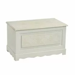 Baule Legno Bianco Shabby Decapato Cm80