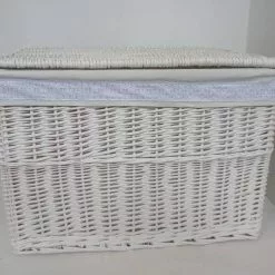 Baule Vimini Bianco Fodera Bianca Merletto