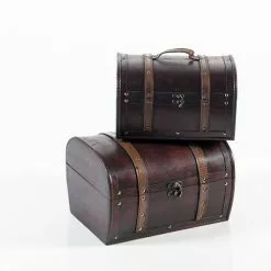 Bauletto Coloniale Legno Noce Bombato Con Maniglia E Chiusura