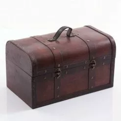 Bauletto Legno Noce Coloniale 36x22 Maniglia Ecopelle