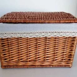 Bauletto Vimini Naturale Miele Con Fodera Pizzo