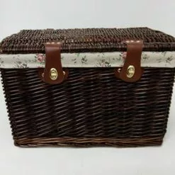 Bauletto Vimini Noce Fodera Fiorellini