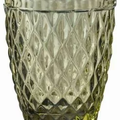 Bicchiere Acqua Vetro Rombi Verde 6pz