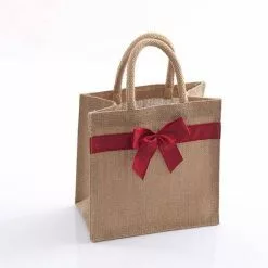 Borsina Juta Naturale Fiocco Rosso 20x20