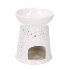 Bruciaessenze Ceramica Bianco Tondo Traforato