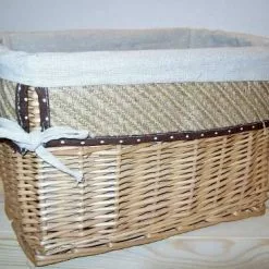 Cesto Vimini Naturale Fodera Ecrù Con Iuta