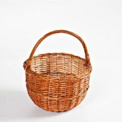 Cesto Tondo Con Manico "rosa" Vimini Spezzato Cm 25