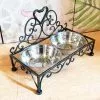 Ciotole Cane Gatto Supporto Ferro Nero Con Cuore -Vendite Cucina e tavola CIOTOLE CANE E GATTO SUPPORTO FERRO NERO A thumbnail 500x500 70