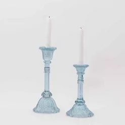 Candeliere Azzurro Vetro Lavorato