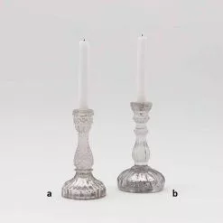 Candeliere Vetro Argentato Anticato Lavorato