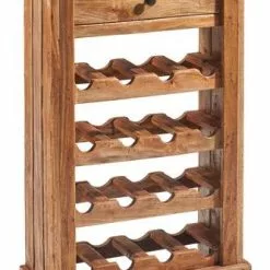 Cantinetta Portabottiglie Con Cassetto Legno Riciclato 16 Posti