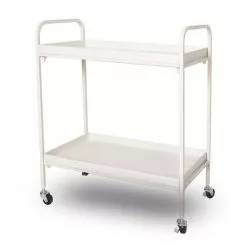 Carrello Cucina Ferro Bianco Due Piani Con Ruote